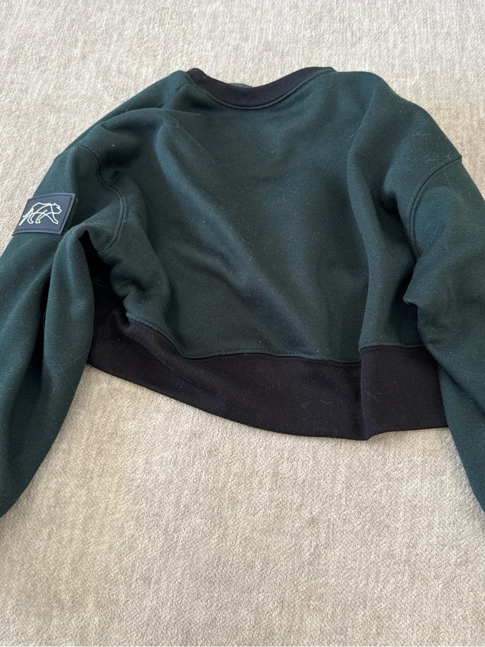 Kids Green & Black Crewneck Sweatshirt Jacket